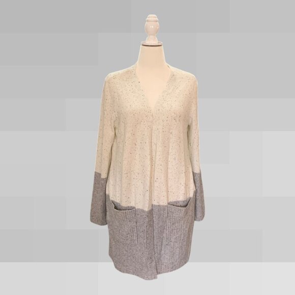 Love Ellie ColorBlock Gray and White Open Cardigan Size Large - Picture 1 of 7